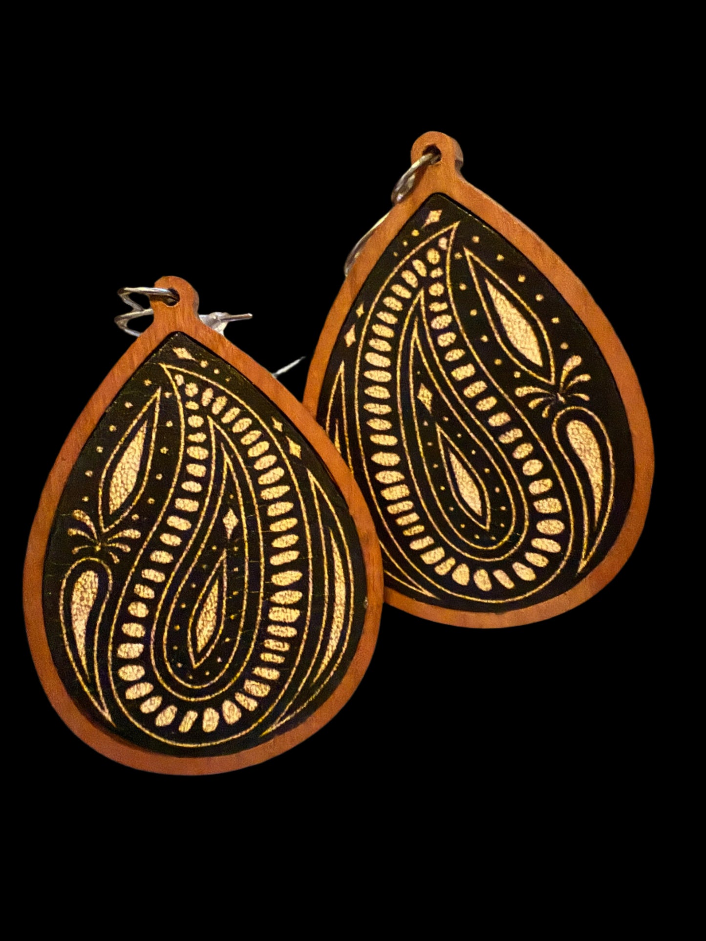 Golden Paisley Teardrop Earrings
