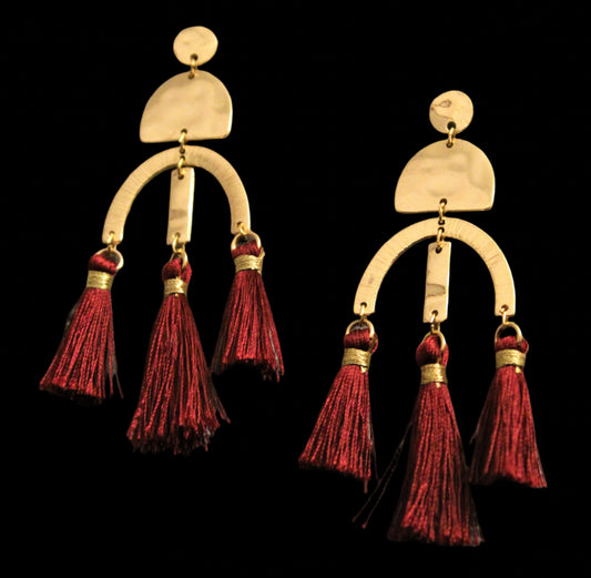 Arco Luxe Triple Tassel Geometric Earrings