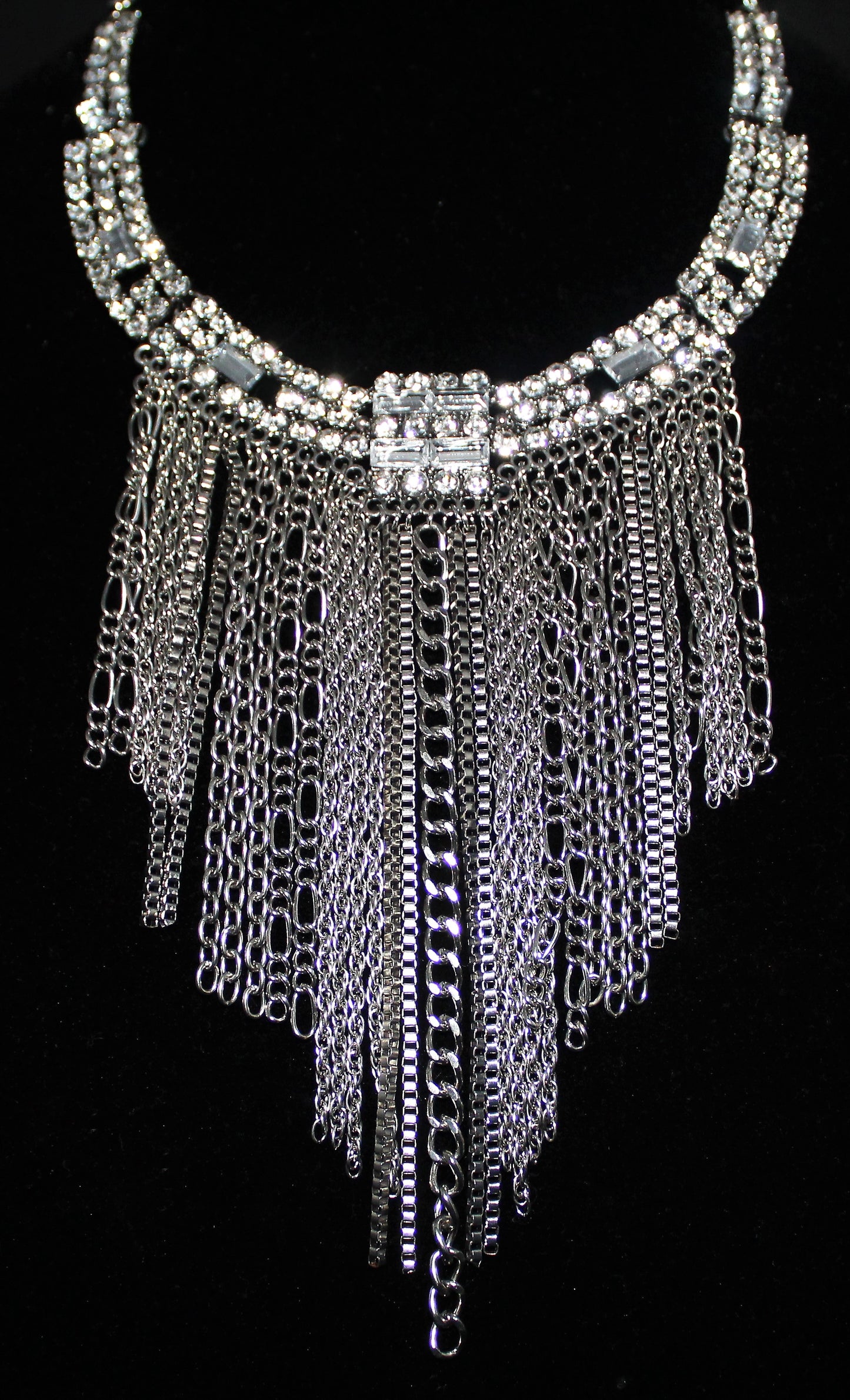 Marquess Silver Fringe Statement Necklace