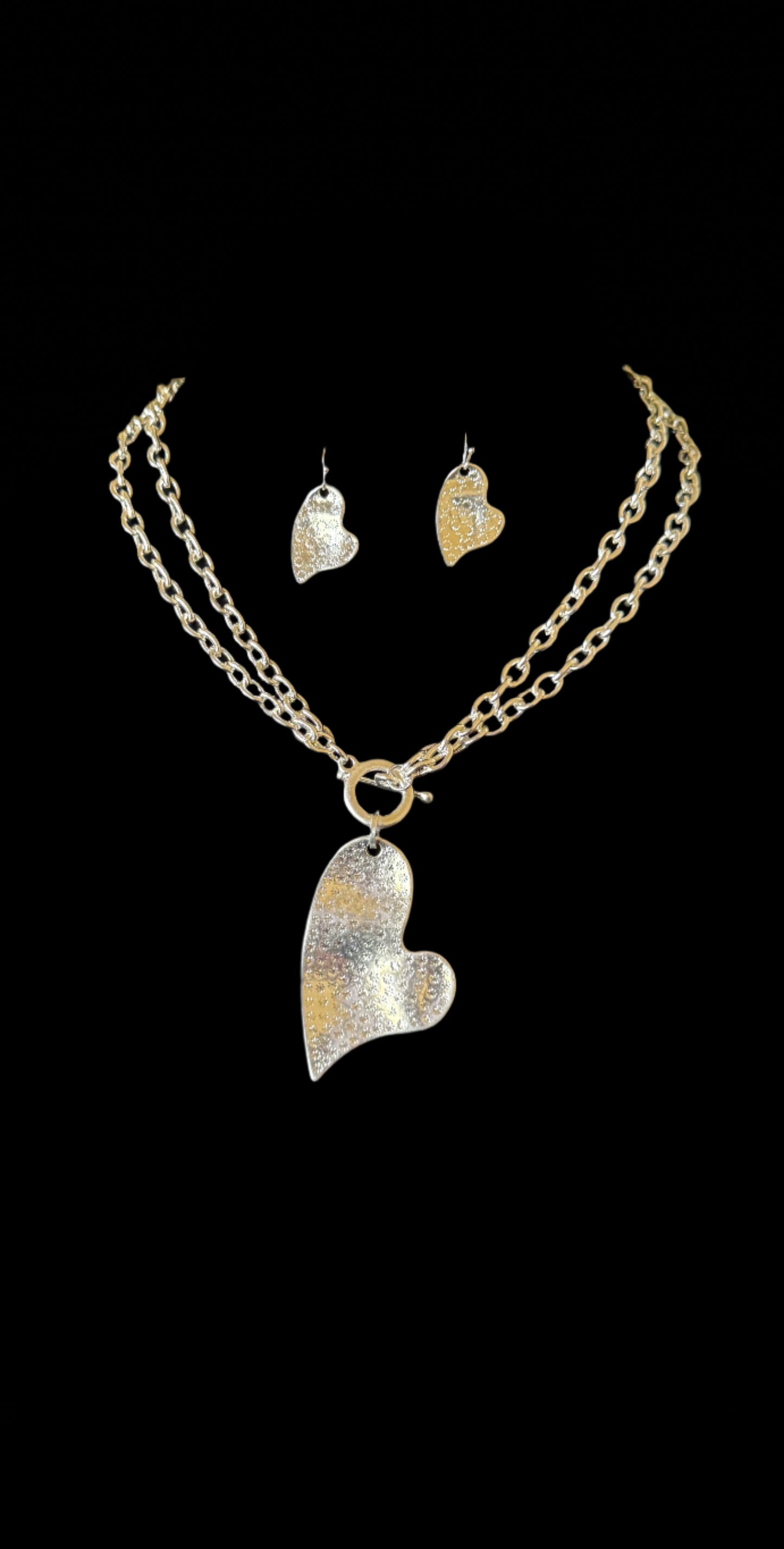 Melted Heart Necklace and Earring Set