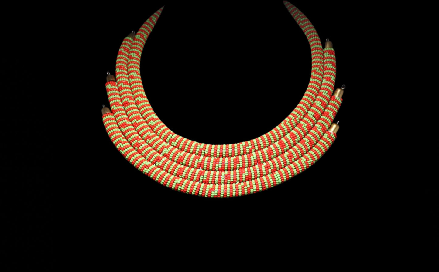 Maasai Swirl Triple Beaded Choker Necklace