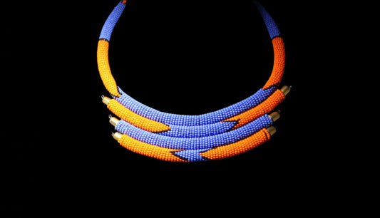 Maasai Swirl Triple Beaded Choker Necklace