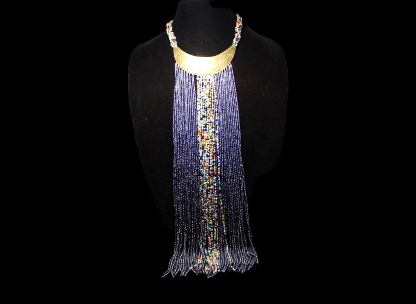 Midnight River Beaded Waterfall Necklace