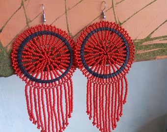Maasai Beaded Fringe Earrings