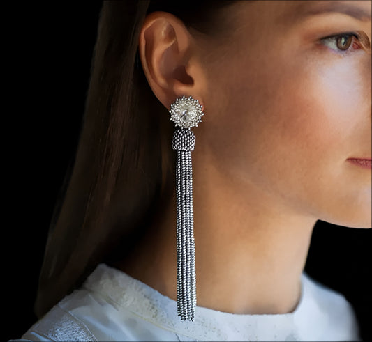 Sunshine Beaded Fringe Statement Earrings