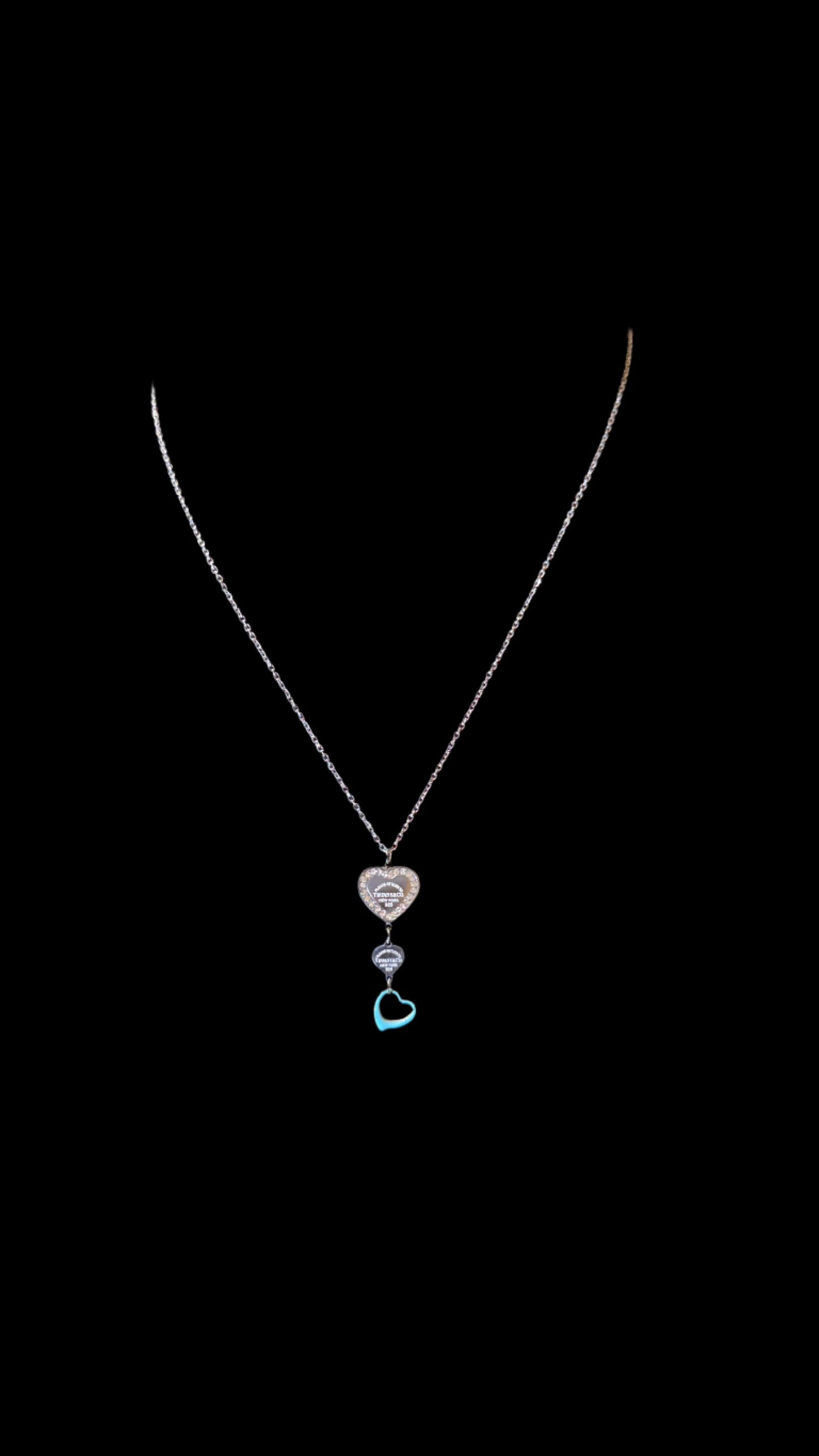 Tiffany Style Triple Heart Drop Necklace