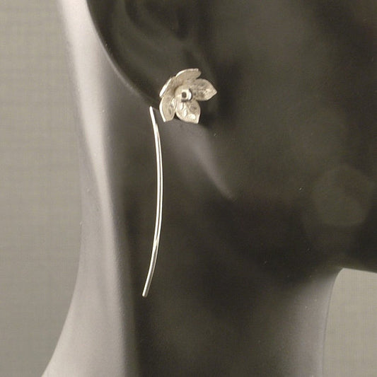 Flower Bloom Drops Silver Earrings