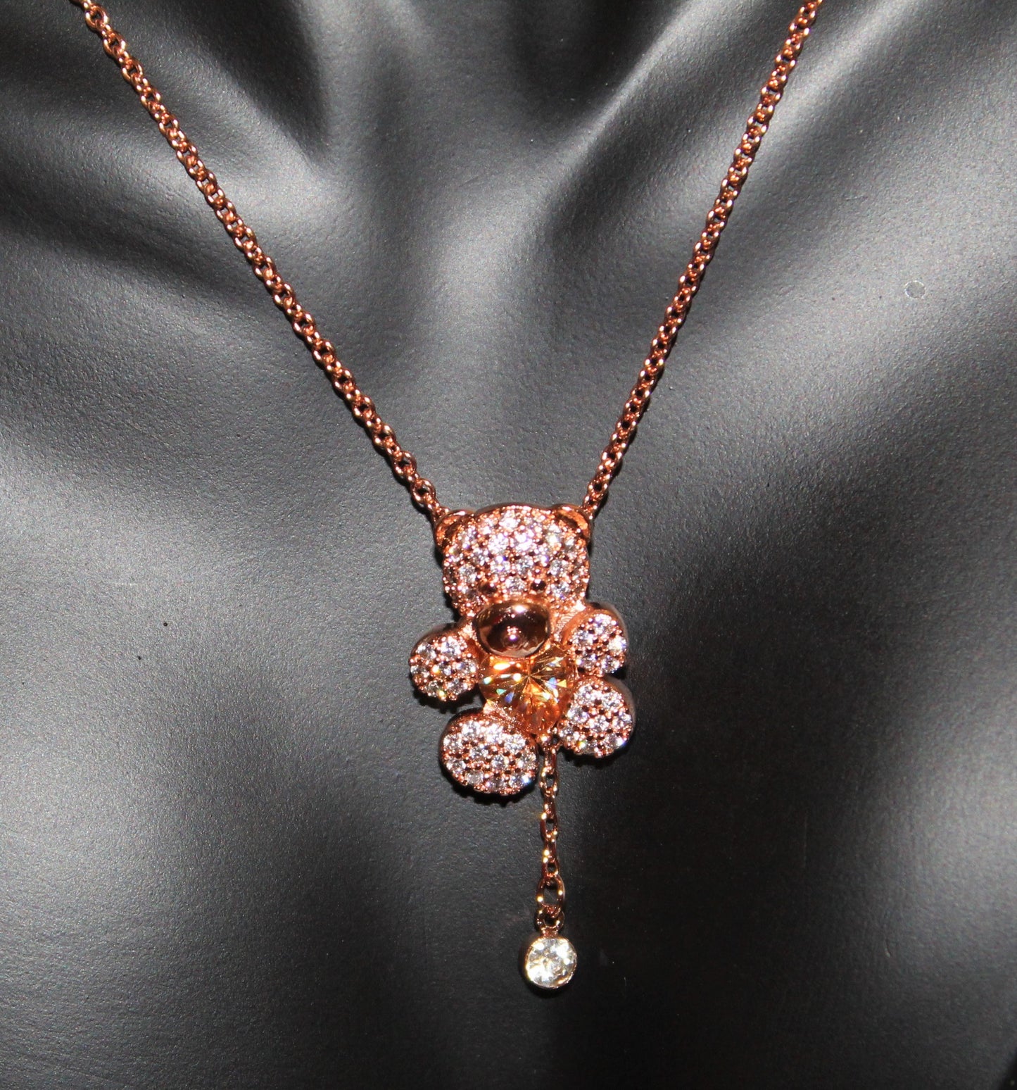 Bear With Bling Crystal Teddy Pendant Necklace