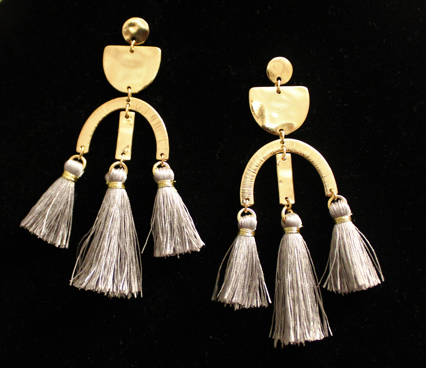 Arco Luxe Triple Tassel Geometric Earrings