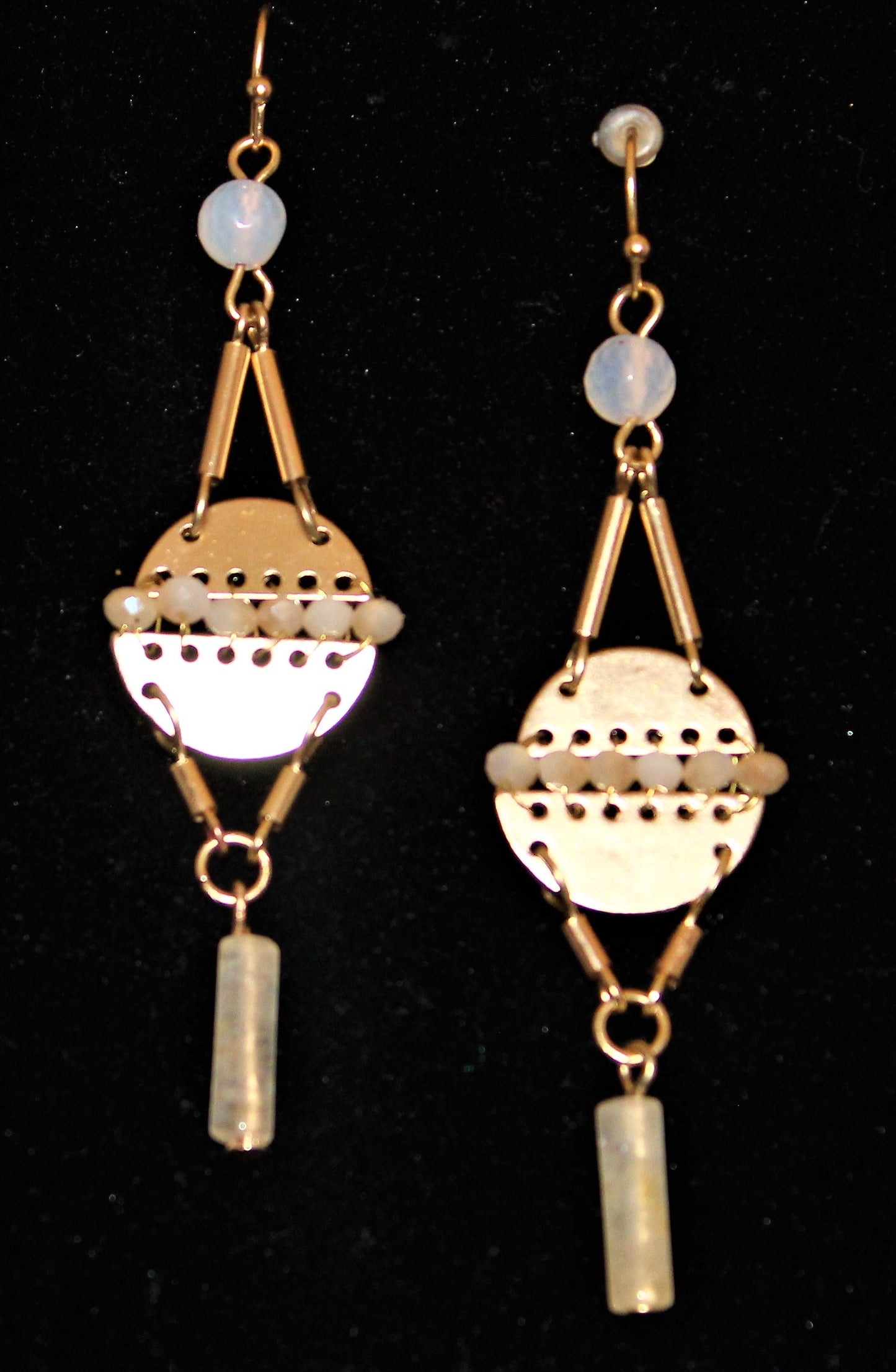 “Lunar Echo” – Gold Orbit Drop Earrings with Beaded Accents