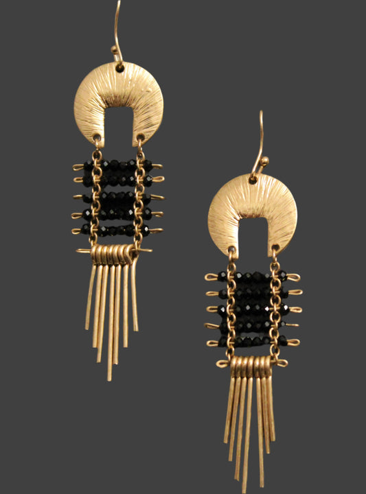 Hammered Fringe Dangle Earrings