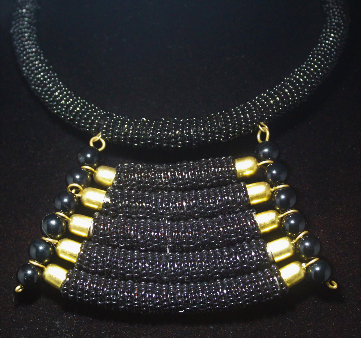 Maasai Cascade Collar – Brass Tier Beaded Necklace