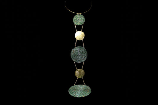 Circles of Life Green & Gold Medallion Drop Necklace