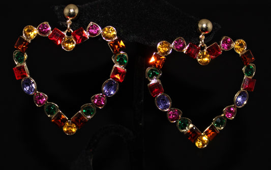 Rainbow Heart Hoop Earrings
