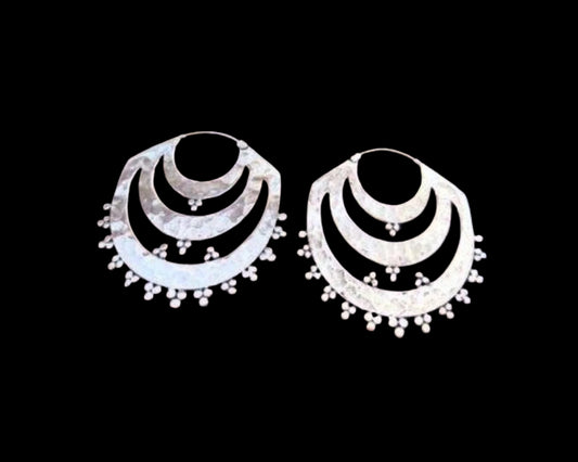 Sufi 3 Tiered Silver Hoops
