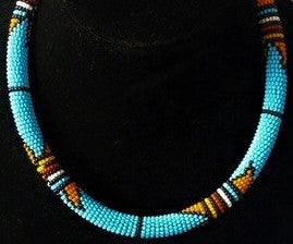 “Sky Path” – Turquoise Tribal Beaded Choker
