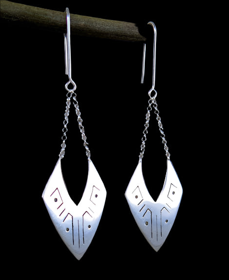 Aja Shield Dangle Earrings Silver