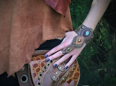 Soul Archer Leather Hand Cuff Turquoise & Sunstone