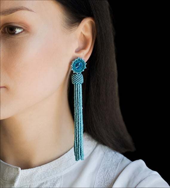 Sunshine Beaded Fringe Statement Earrings
