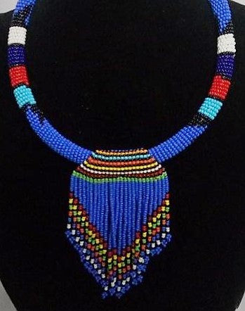 “Royal Fringe” – African Beaded Necklace with Pendant Tassel