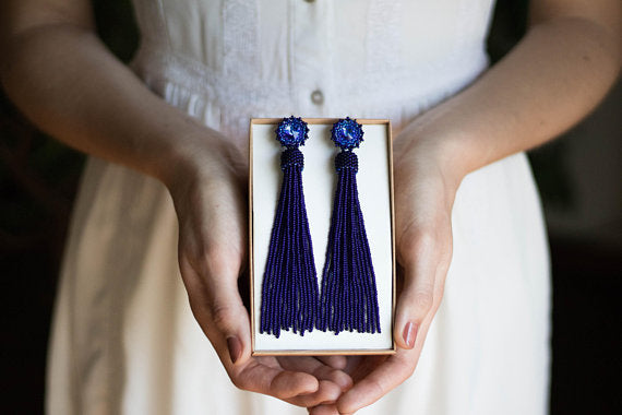 Sunshine Beaded Fringe Statement Earrings