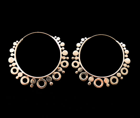 Venus Orbit Hoops Circle Fringe Earrings